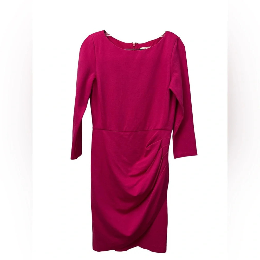Eliza J Long Pink Sheath Dress Side Ruffle Detail Size 6